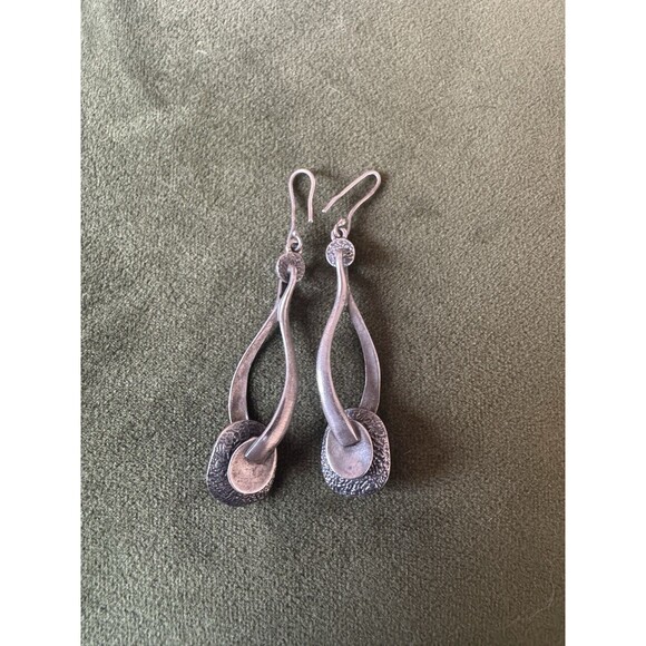 VTG Retired Silpada 925 Sterling Silver Modernist Style Drop Hook Earrings - Picture 1 of 4
